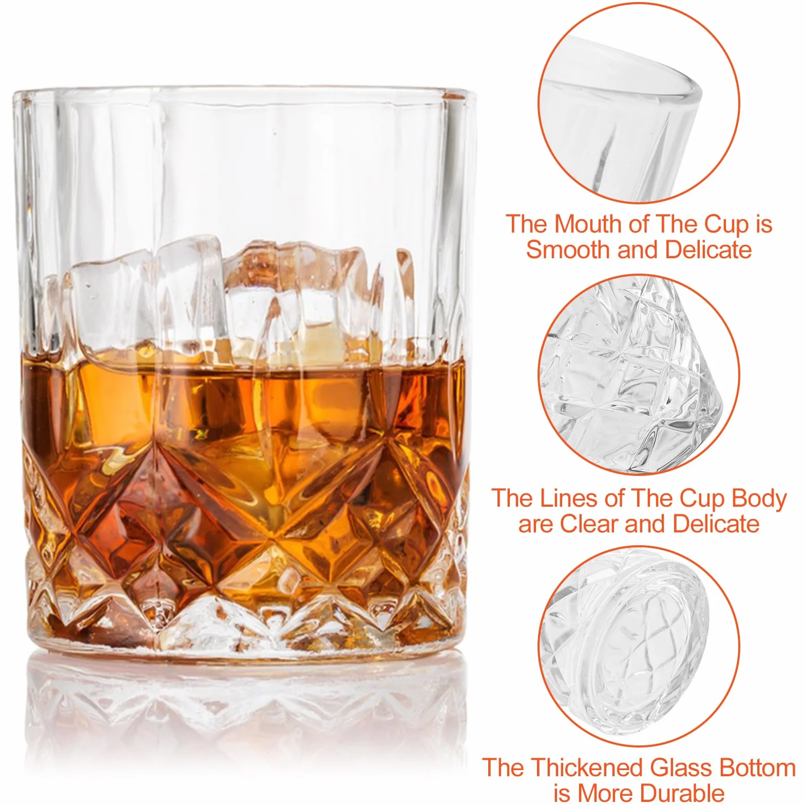 6 Pezzi Bicchieri da Whisky 330 ml Cristallo Senza Piombo per Cocktail Vetro Regalo