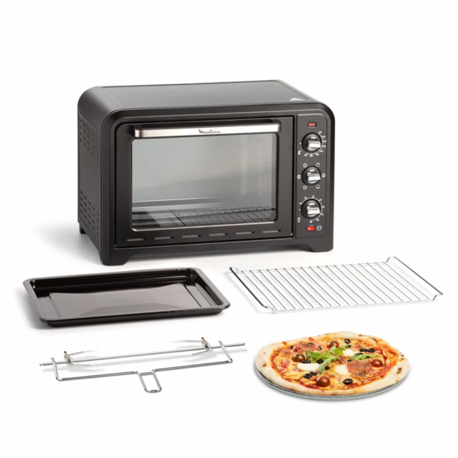 Moulinex OX4858 Optimo Forno Elettrico Ventilato 39 Litri 2000 W 240°C Forno Pizza Carne Pesce Dolci Girarrosto 7 Modalità