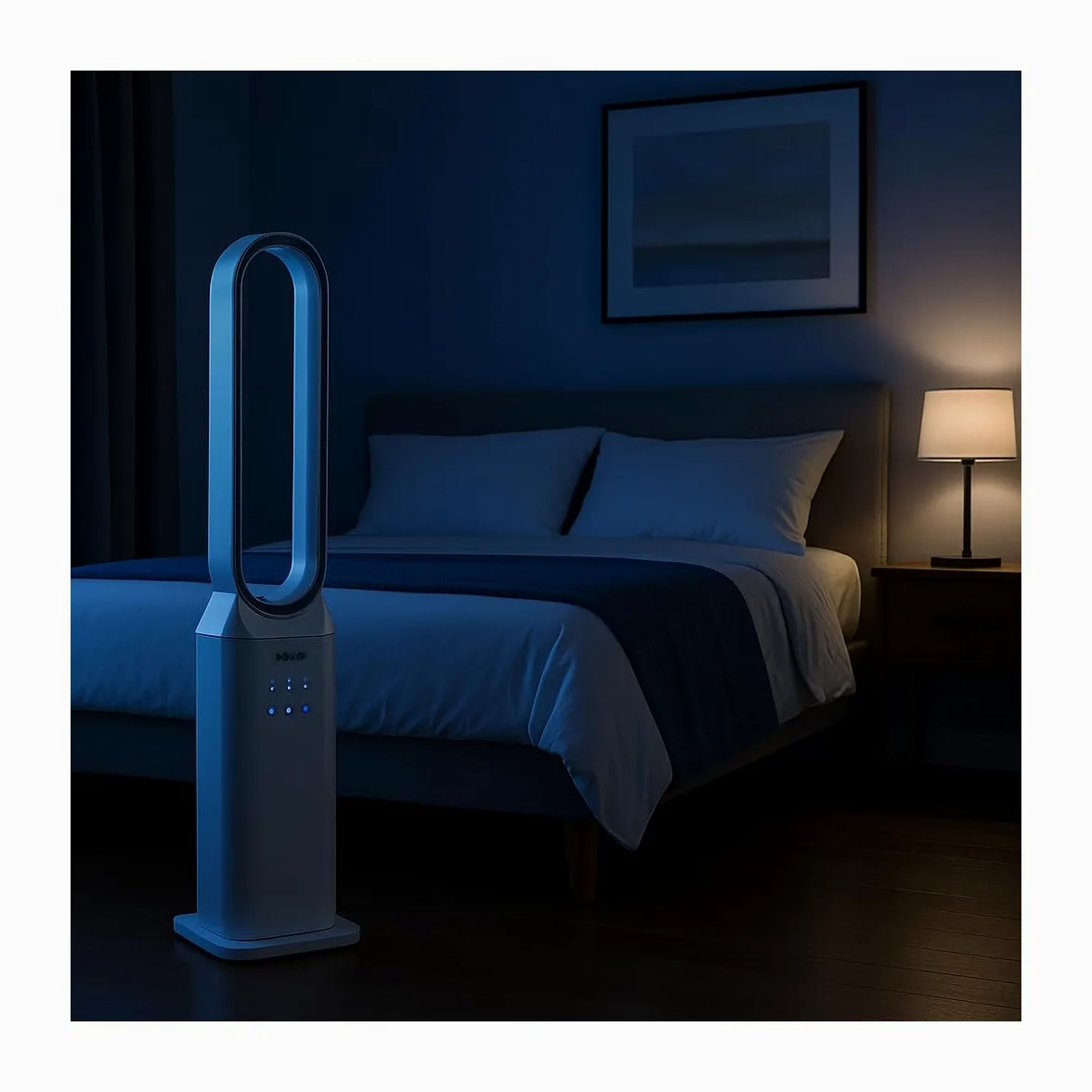 INTEC - Ventola silenziosa 50 W senza pale programmabile - Ventola a telecomando a 3 velocità Timer 7 h Bianco