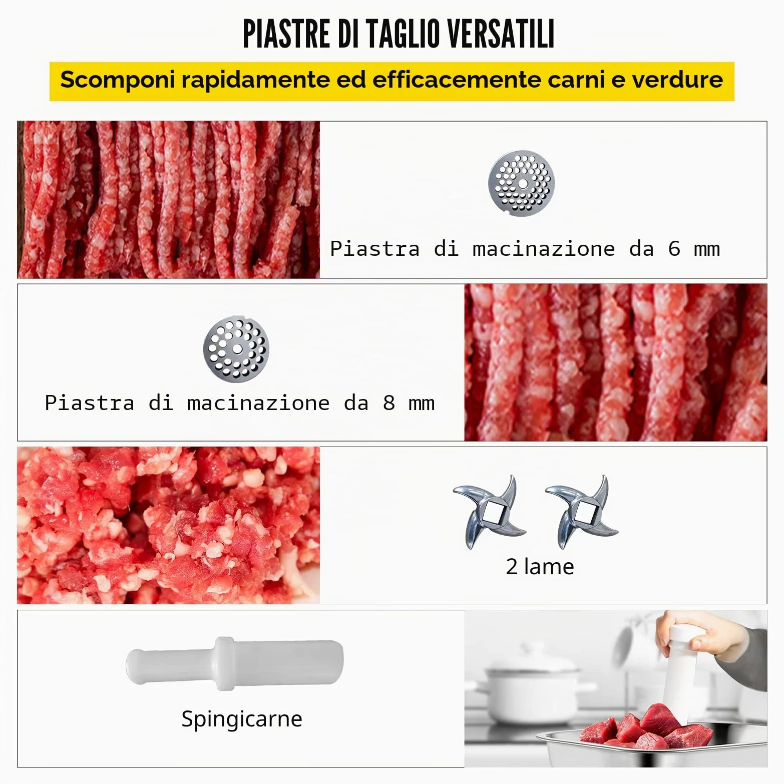 SucceBuy 220V Tritacarne Elettrico Inox Tritacarne Professionale Perfetto Per Prosciutto Salsiccia Specializzata Cucina (90800)
