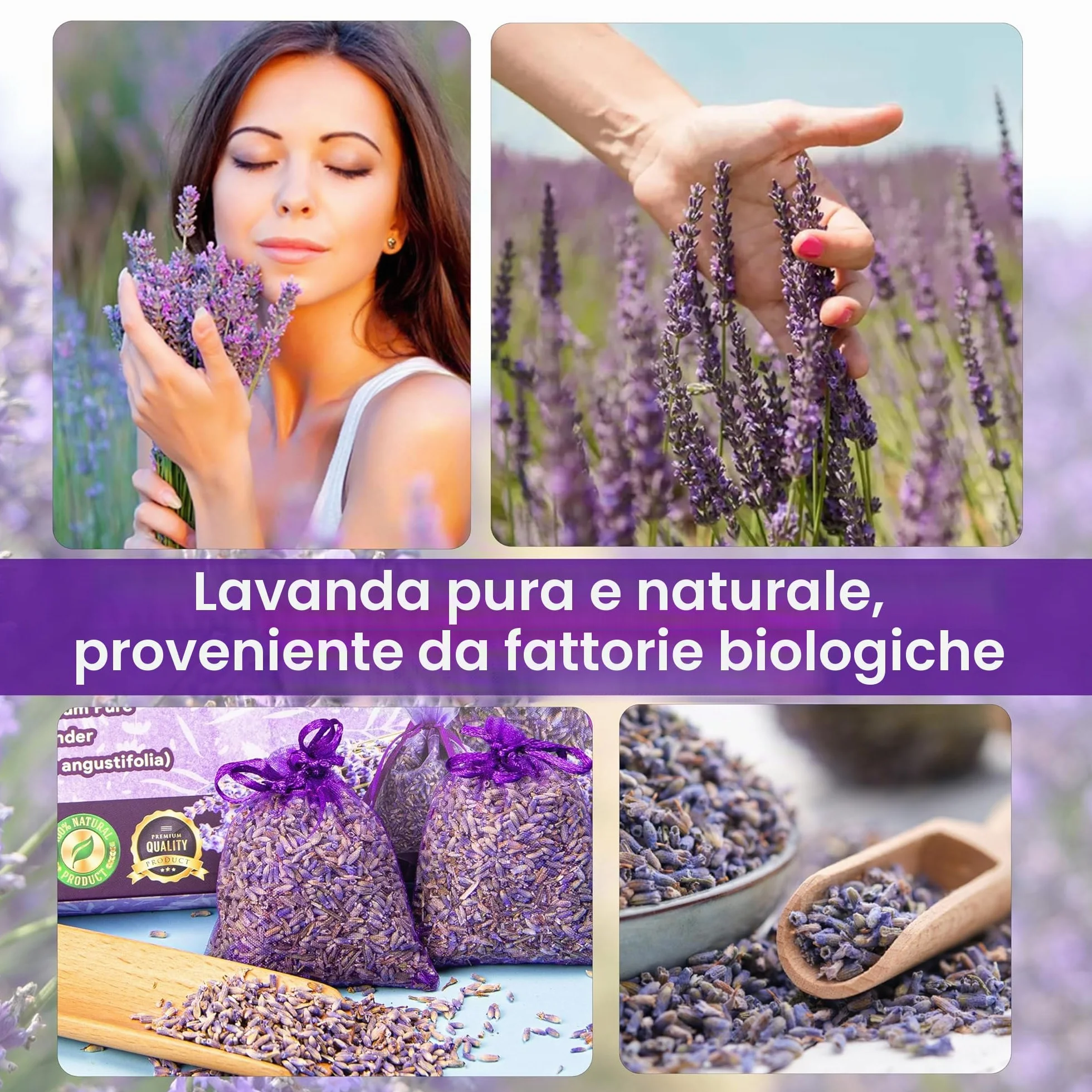 Sacchetti di Lavanda - Set di 14 Lavanda Sacchetti Profumatori Armadio e Cassetti – Profumatore Naturale Casa e Auto, Antitarme per Armadi Vestiti – Sacchetti Profumati per Armadio
