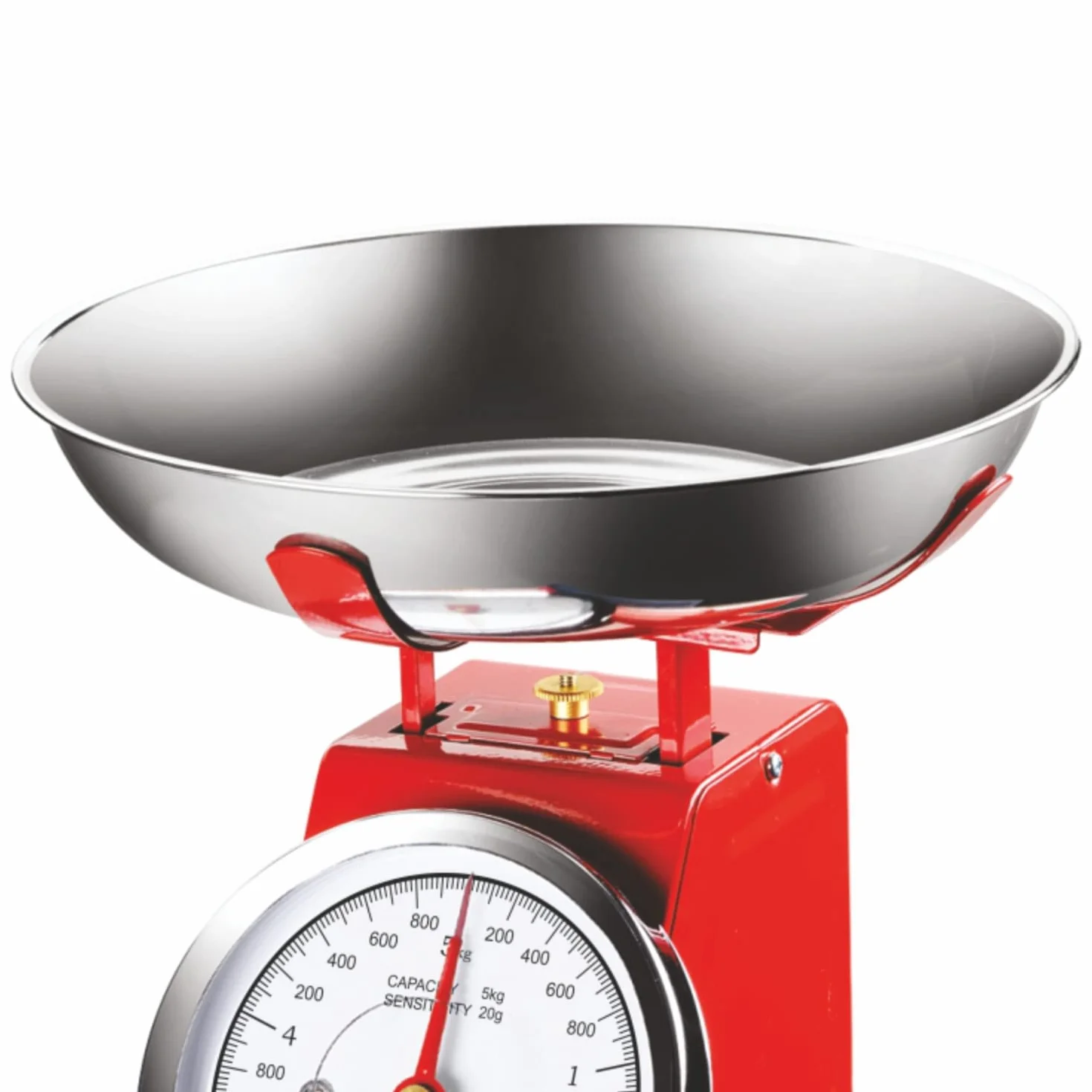Bilancia da Cucina in Ferro con Vassoio in Acciaio Modello Atlas 5 Kg Rosso Pratiko Life
