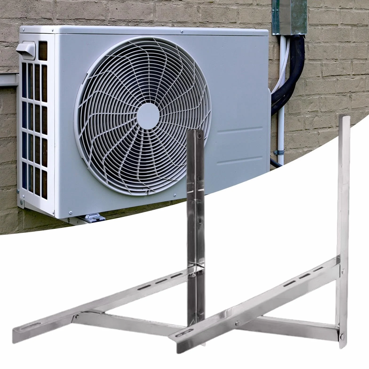Supporto per condizionatore d'aria da Parete in Acciaio per Climatizzatore | da parete per unità esterna mini split per condensatore senza condotti mini split riscaldatore esterno