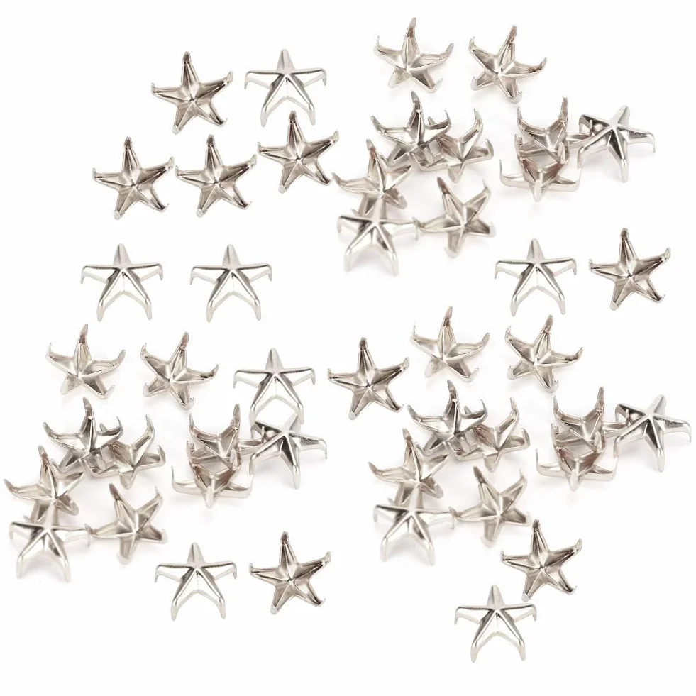 Rivetti Metallici Autoadesivi 200 Pezzi Borchie a Stella Claw Argento per Artigianato DIY