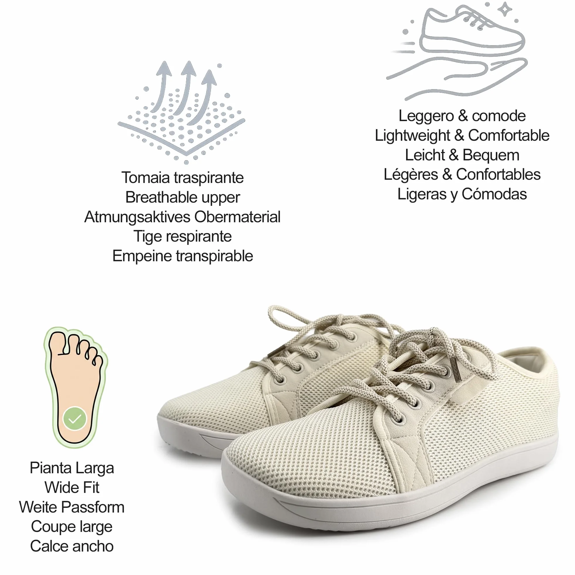 JOMIX Scarpe Barefoot Uomo Pianta Larga Sneakers Leggere Antiscivolo Mesh Traspirante