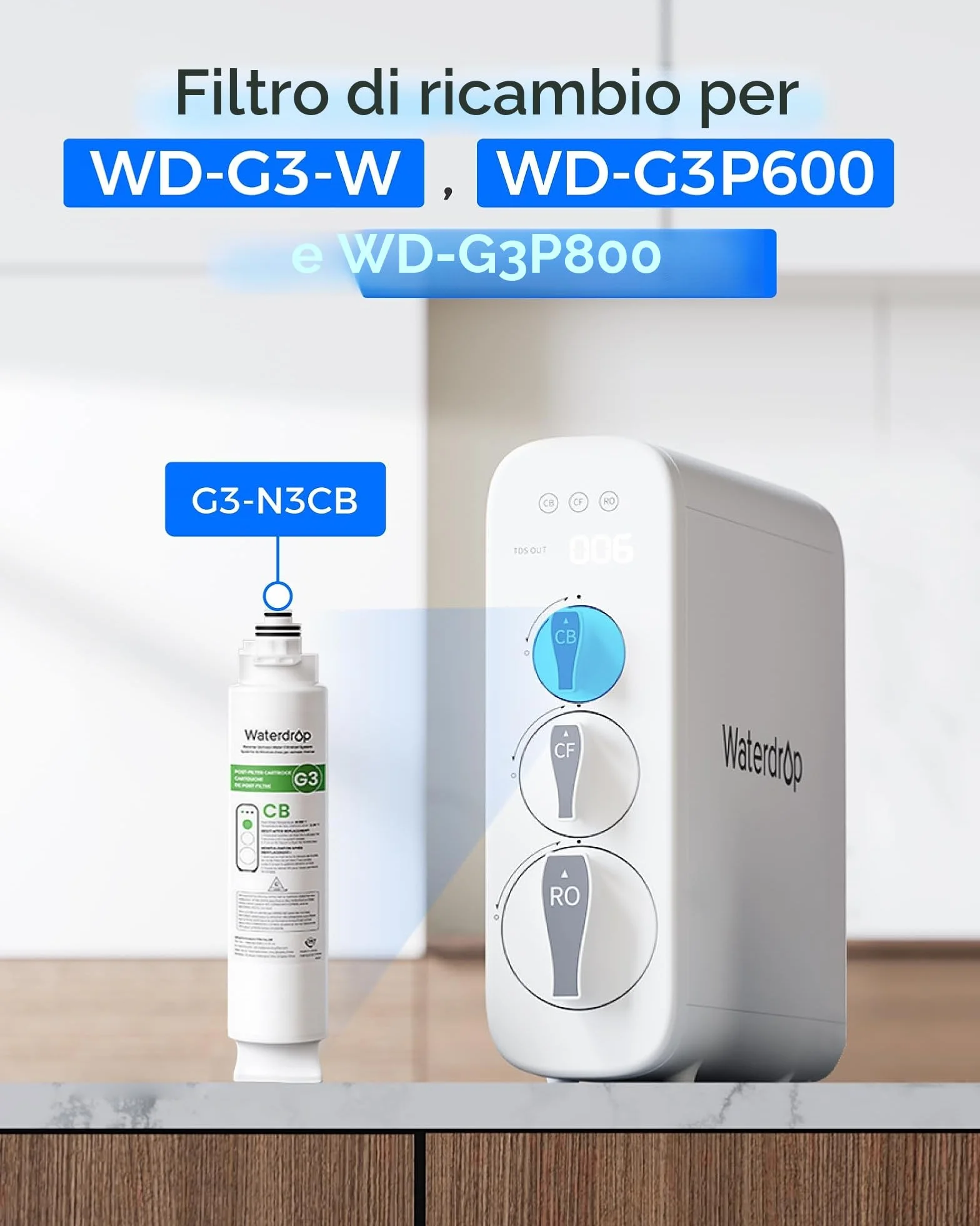 Waterdrop WD-G3-N3CB Filtro Sostituzione Osmosi Inversa 1 Anno