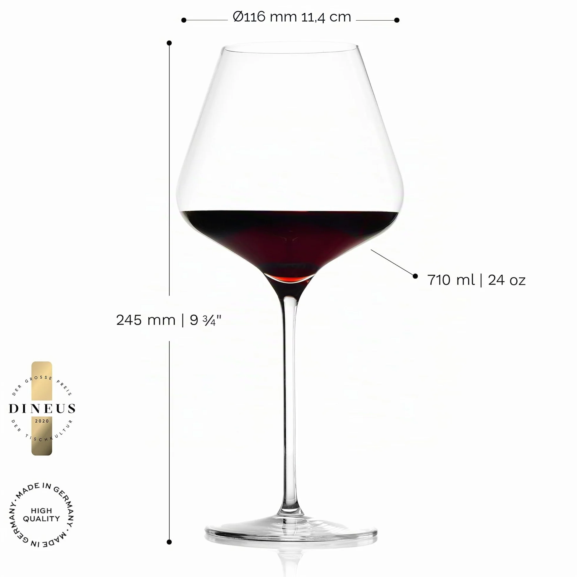Stölzle Lausitz Bicchieri borgogna Quatrophil Set di 6, 710 ml – Calici da vino rosso in Vetro Cristallo