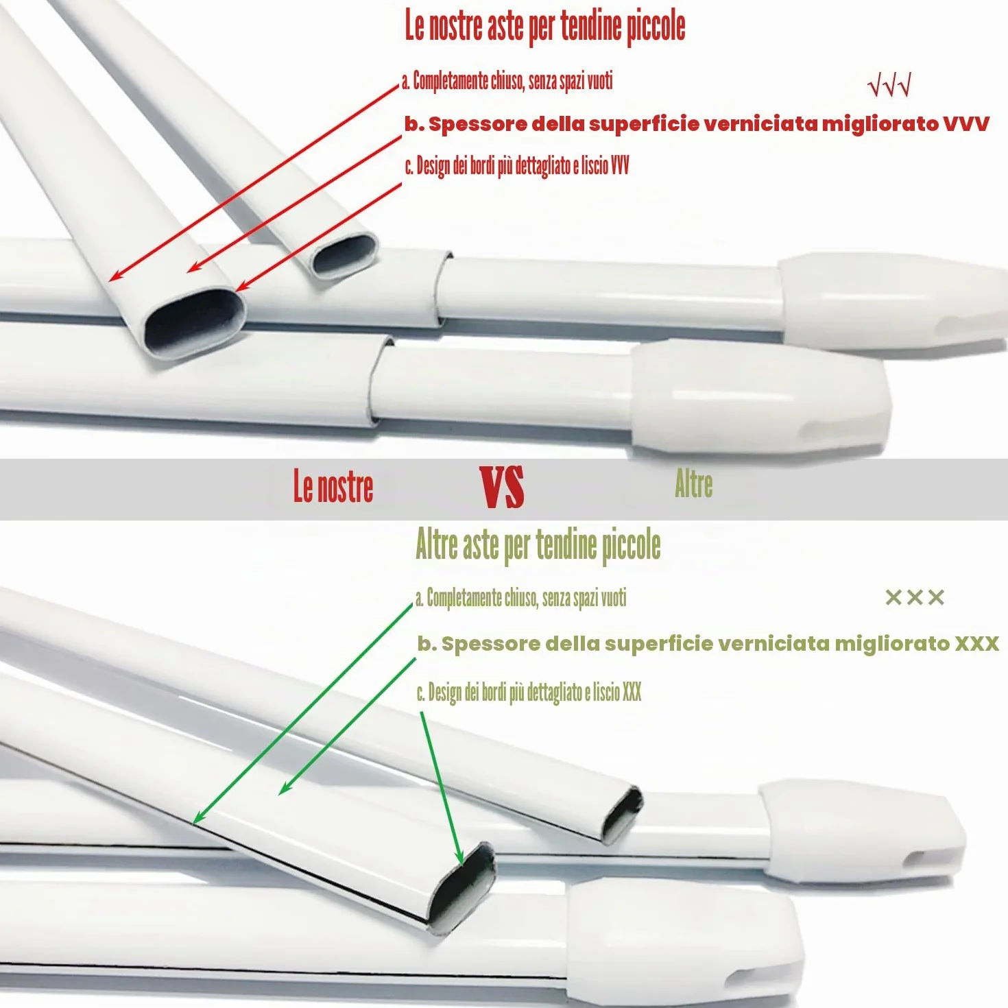 Bacchette per Tende a Vetro 40-70CM Bianco Aste Estensibili Senza Forare 2 Pezzi