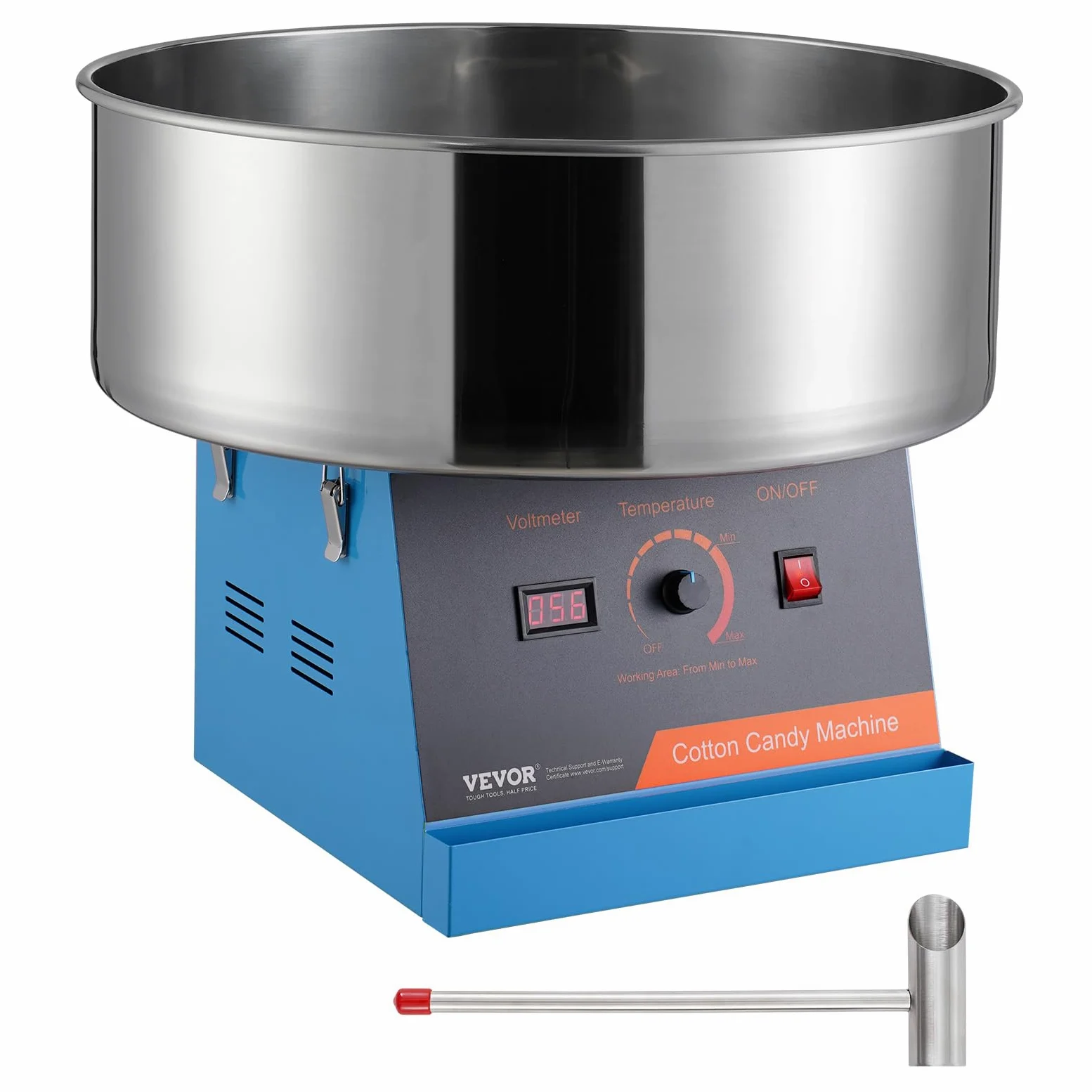 VEVOR Macchina per Zucchero Filato Elettrica, 1000 W, Macchina Zucchero Filato Commerciale con Ciotola in Acciaio Inossidabile e Paletta per Zucchero, Compleanno Bambini Casa, Festa Famiglia, Blu