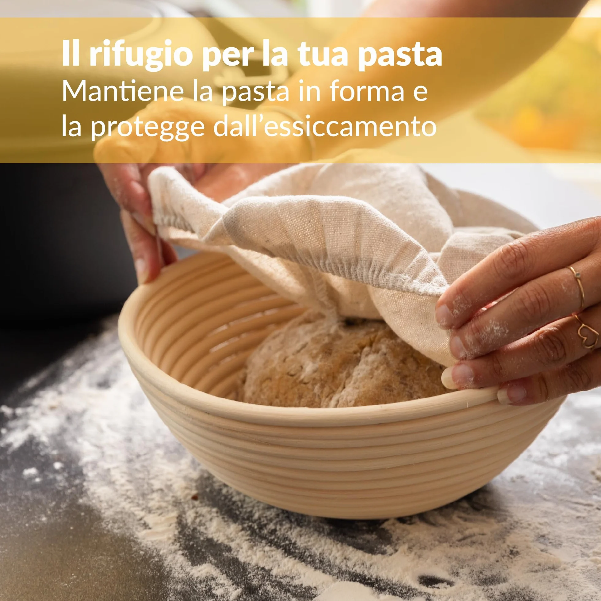 Chefarone Pentola in Ghisa 26 cm 4,6 l con Cestino per Lievitazione e Spatola – Pentola per Pane con Coperchio, Induzione e Forno – Multiuso per Cuocere, Arrostire, Brasare