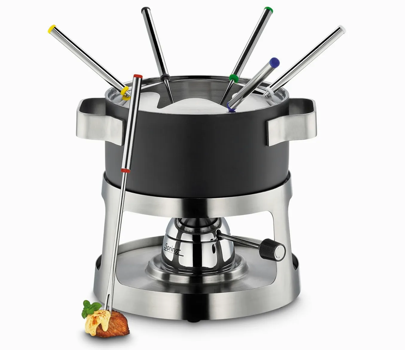 Spring Andermatt 2627506018 - Set per fonduta con bruciatore a gas, colore: Nero