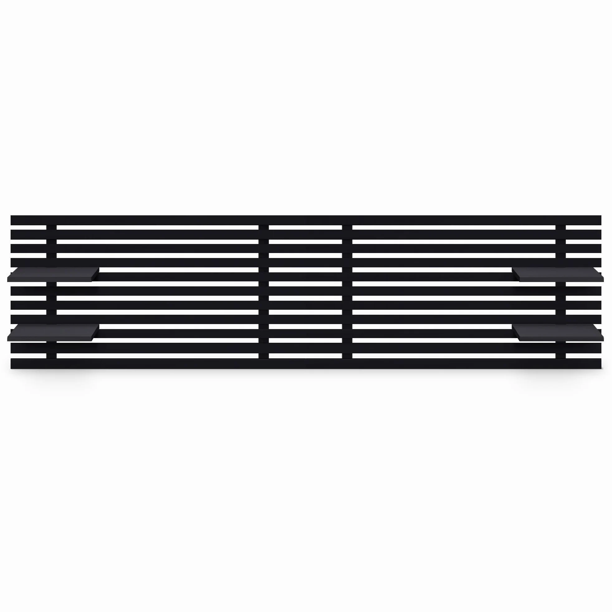 DHOME Testiera con Mensole in Legno Riciclato DM da Appendere alla Parete Stile Pallet Letto Vintage Nordico Supporti Inclusi (Stile Giapponese, Nero Solido, 270cm)