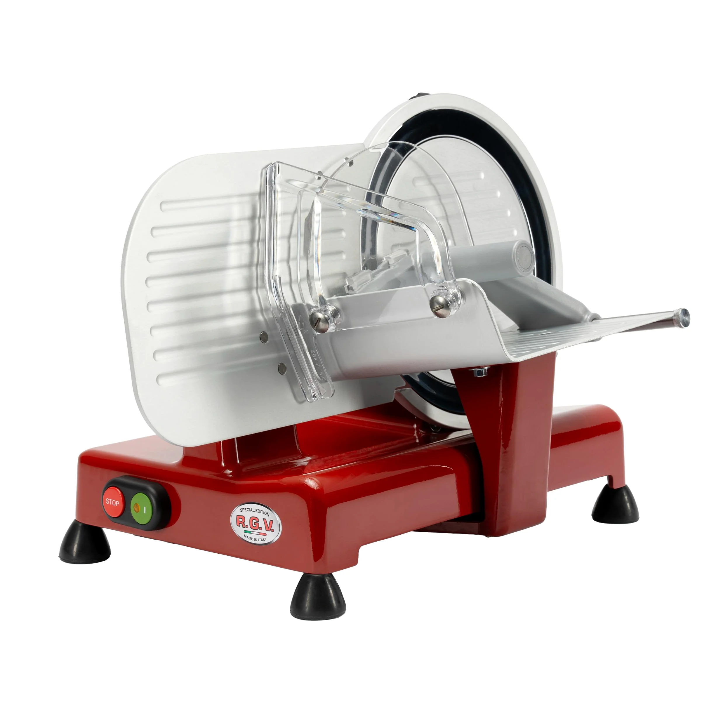 RGV Affettatrice 22 Luxor Red - Affettatrice Professionale 120W in Alluminio Fuso, Lama Ø220 mm, Spessore Regolabile 0–16 mm, Facile Pulizia