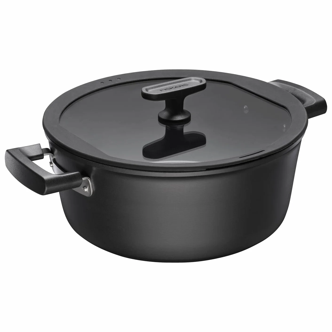 Fiskars Casseruola con Coperchio, Hard Face, Diametro 26 cm | Capacità: 5 litri, Rivestimento Antiaderente, Resistente ai Graffi, Alluminio/Plastica, 1075527