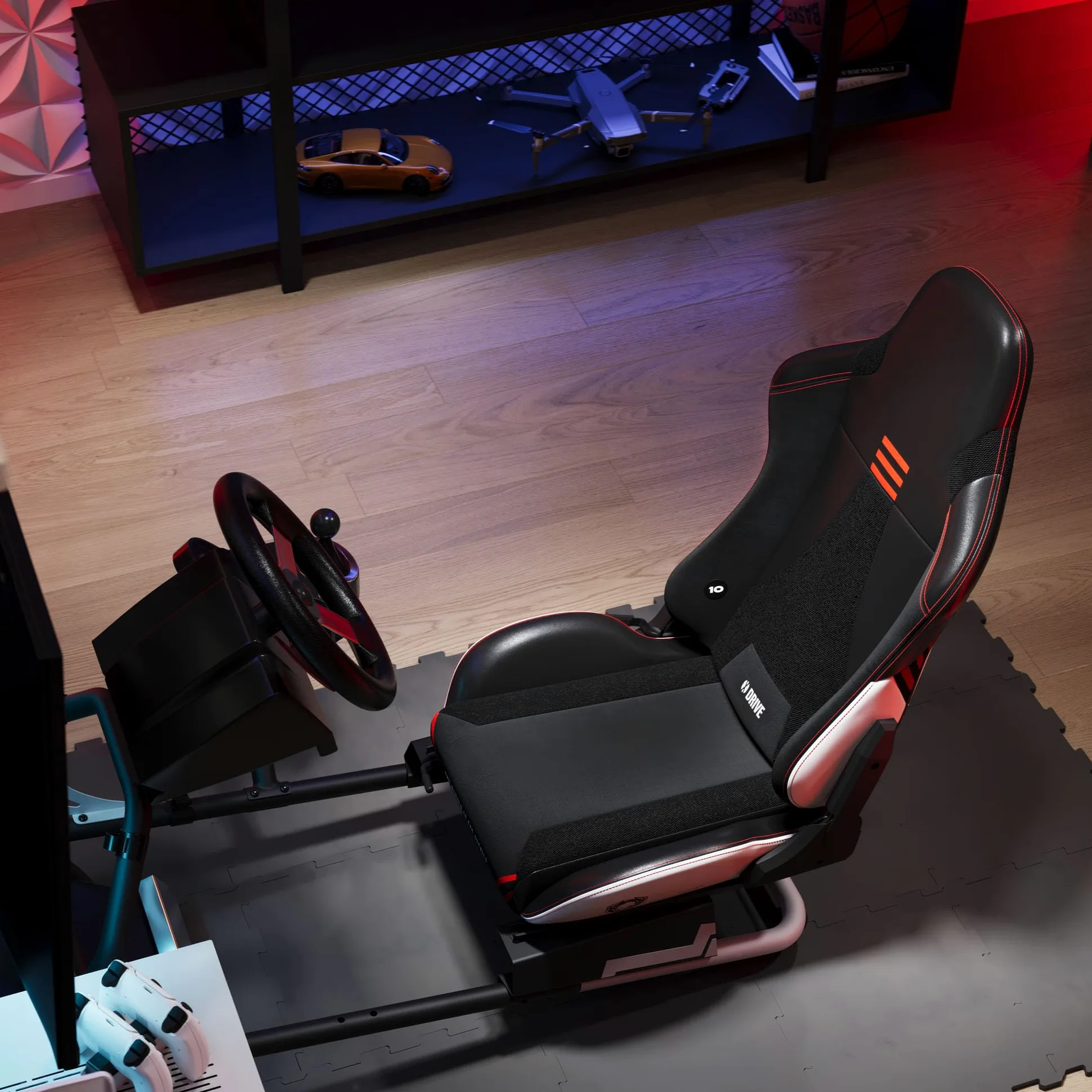 Diablo Sim Racing Simulator Cockpit X-Drive - Sedile Gaming Simulatore con Sedile e Schienale Regolabili - Cockpit Compatibile con Vari Volanti e Pedali - Supporto per Cavi, Piedini Antiscivolo