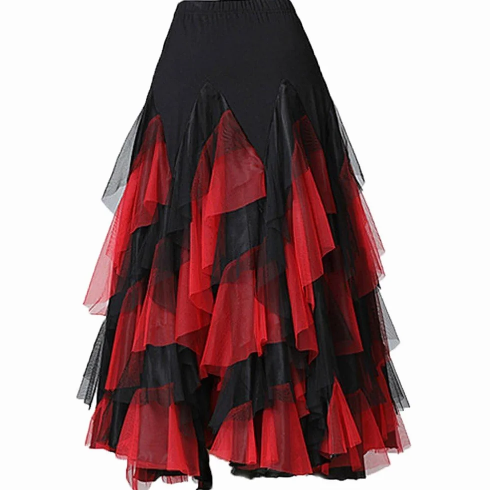 Gonna Lunga a Strati Altalena Elegante Ballo Latino