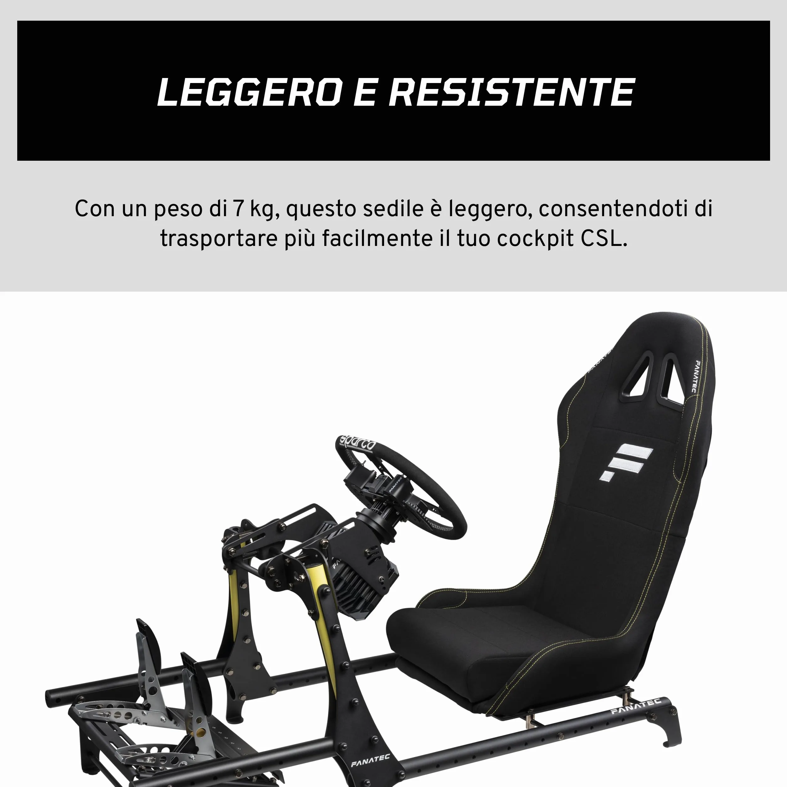FANATEC Sim Racing CSL Cockpit Seat - Leggero e resistente, progettato per CSL Cockpit, cuscino traspirante - Nero