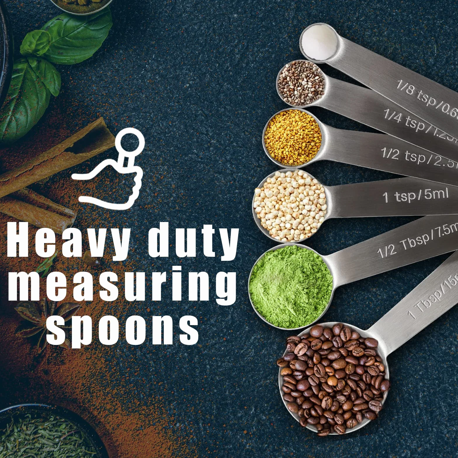Set di 6 cucchiai dosatori in acciaio inox 18/8, resistenti, con unità di misura metrica e statunitense, per ingredienti secchi e liquidi, idea regalo