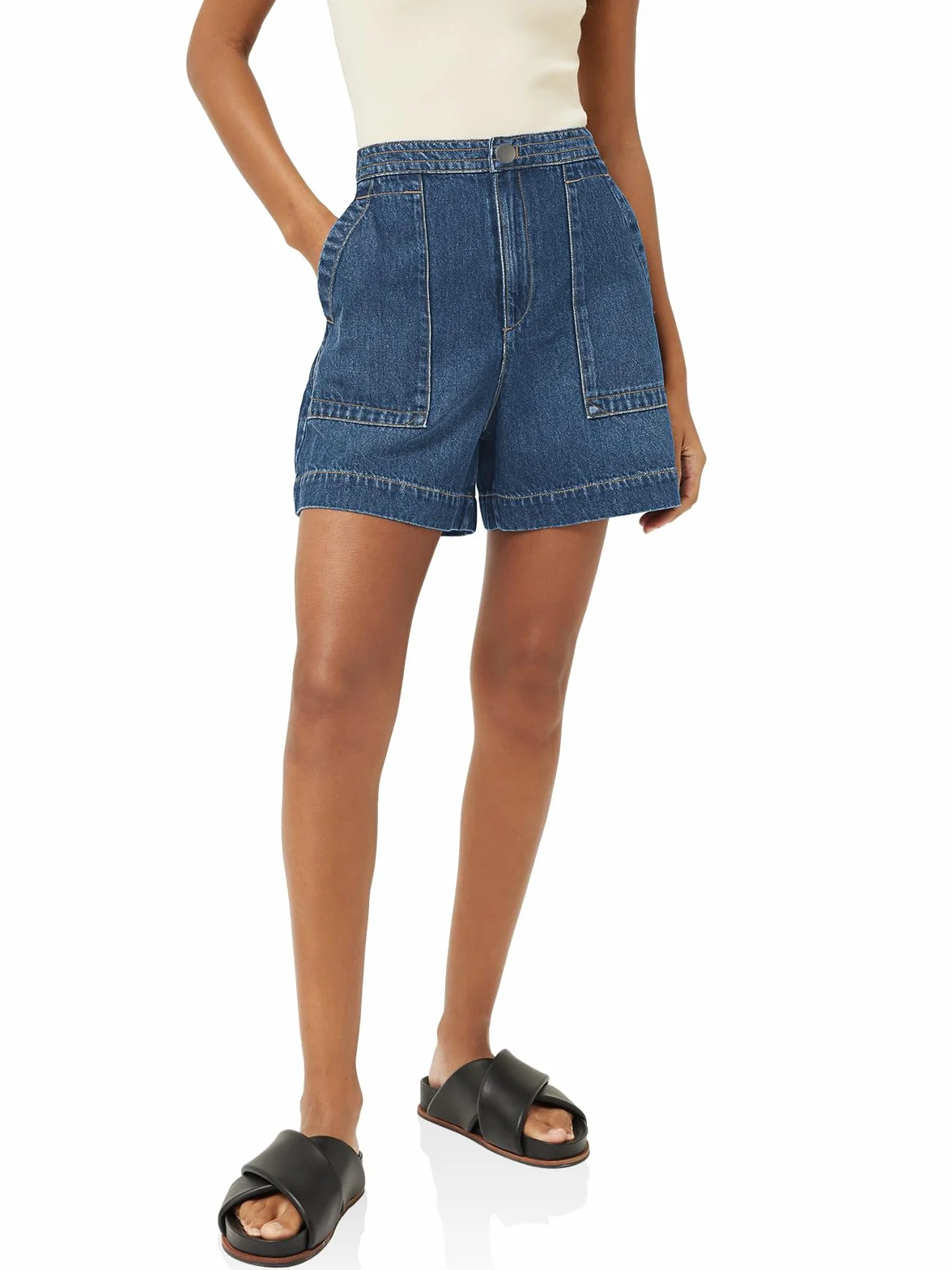 Cicy Bell Jeans estivi da donna, pantaloni corti in denim, a vita alta, larghi, con tasche
