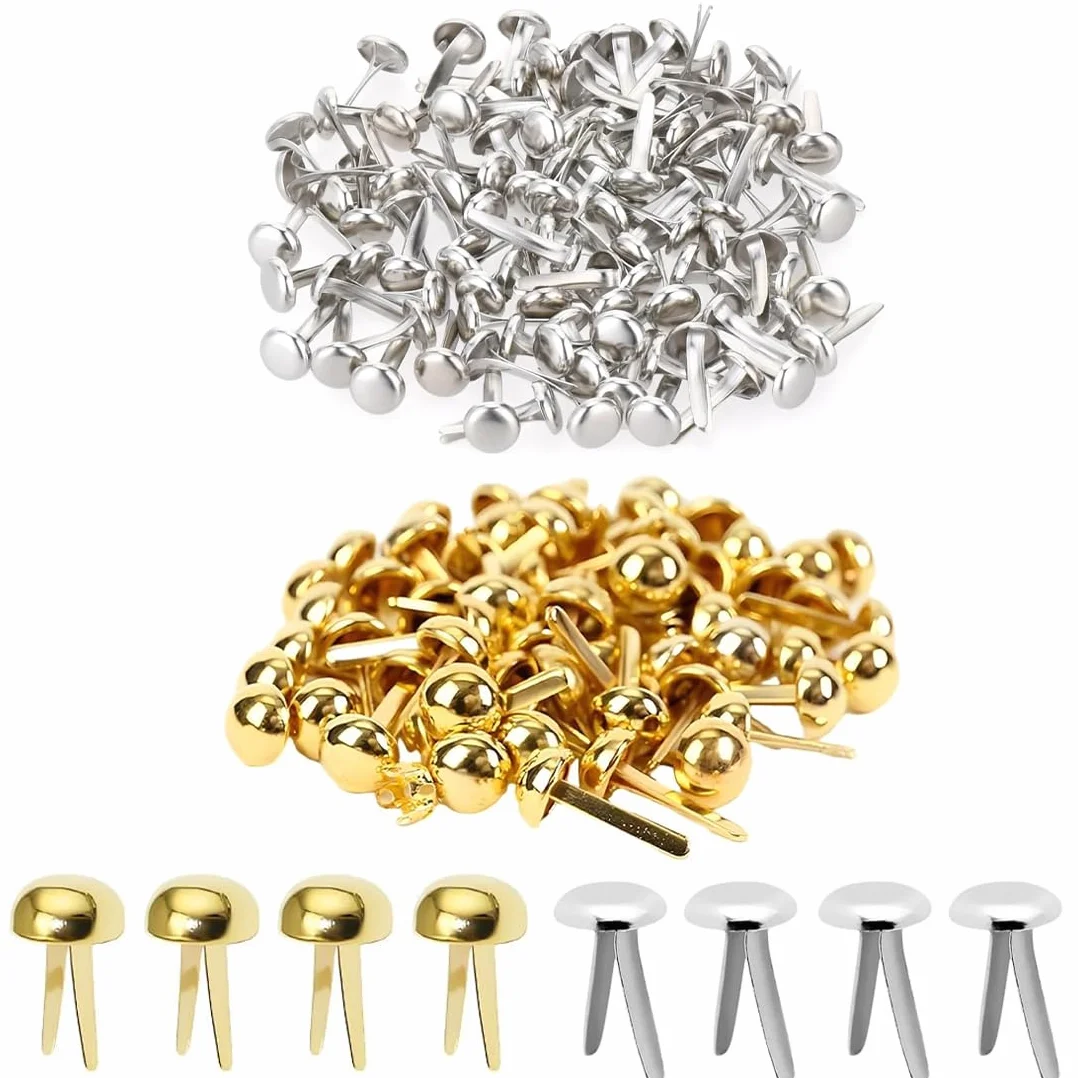 200 PCS Clip in Metallo con Punta Rotonda,di Fissaggio in Carta Dorata Mini Fermi in Ottone Tondo per lavori artistici Fai da Te,Album,Scrapbooking,DIY Carta,progetti Fai da Te