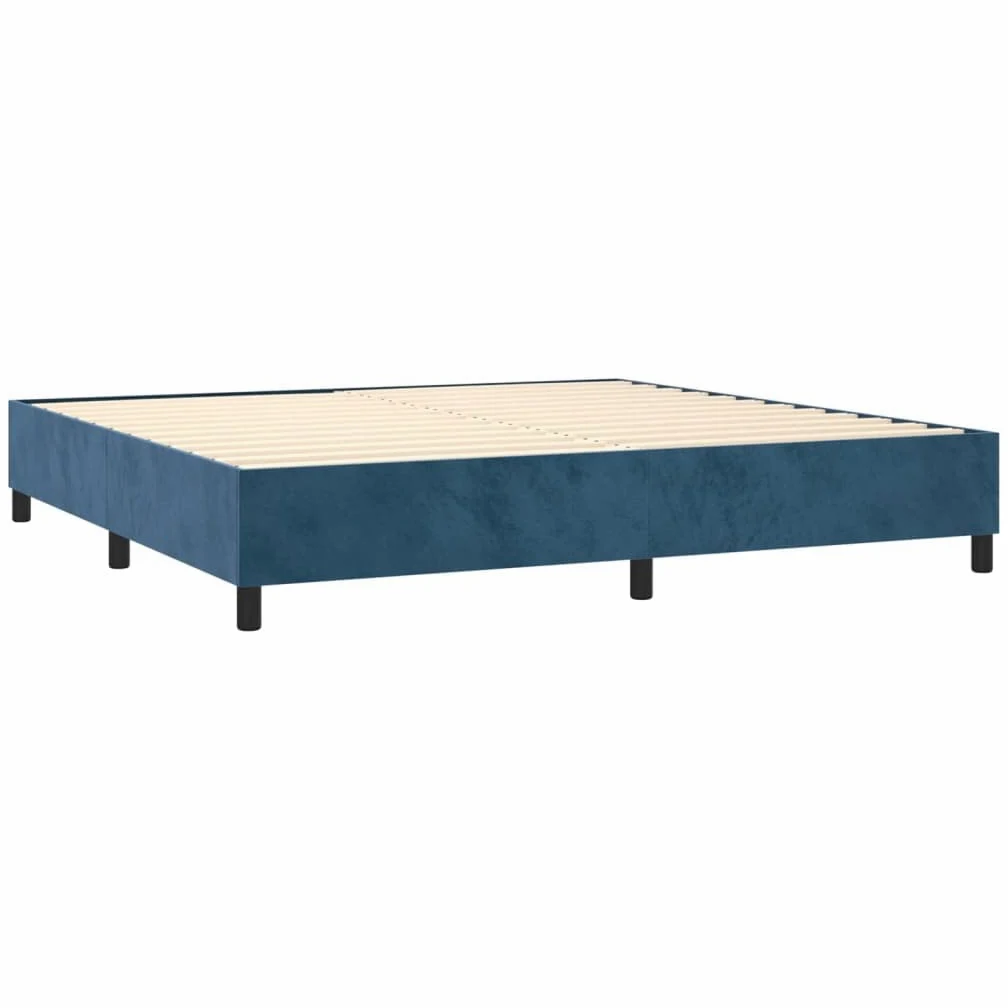 vidaXL Letto a Molle con Materasso e LED Blu Scuro 200x200 cm, letto, rete letto, letto matrimoniale, giroletto, base letto, letto in velluto