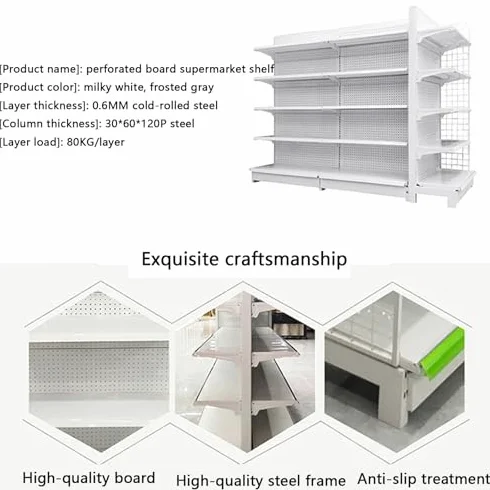 Scaffale a gondola per vendita al dettaglio, espositore versatile per supermercati, negozi di alimentari, negozi di liquori e uffici, robusti ripiani bianchi (90 x 80 x 135 cm) per una visibilità