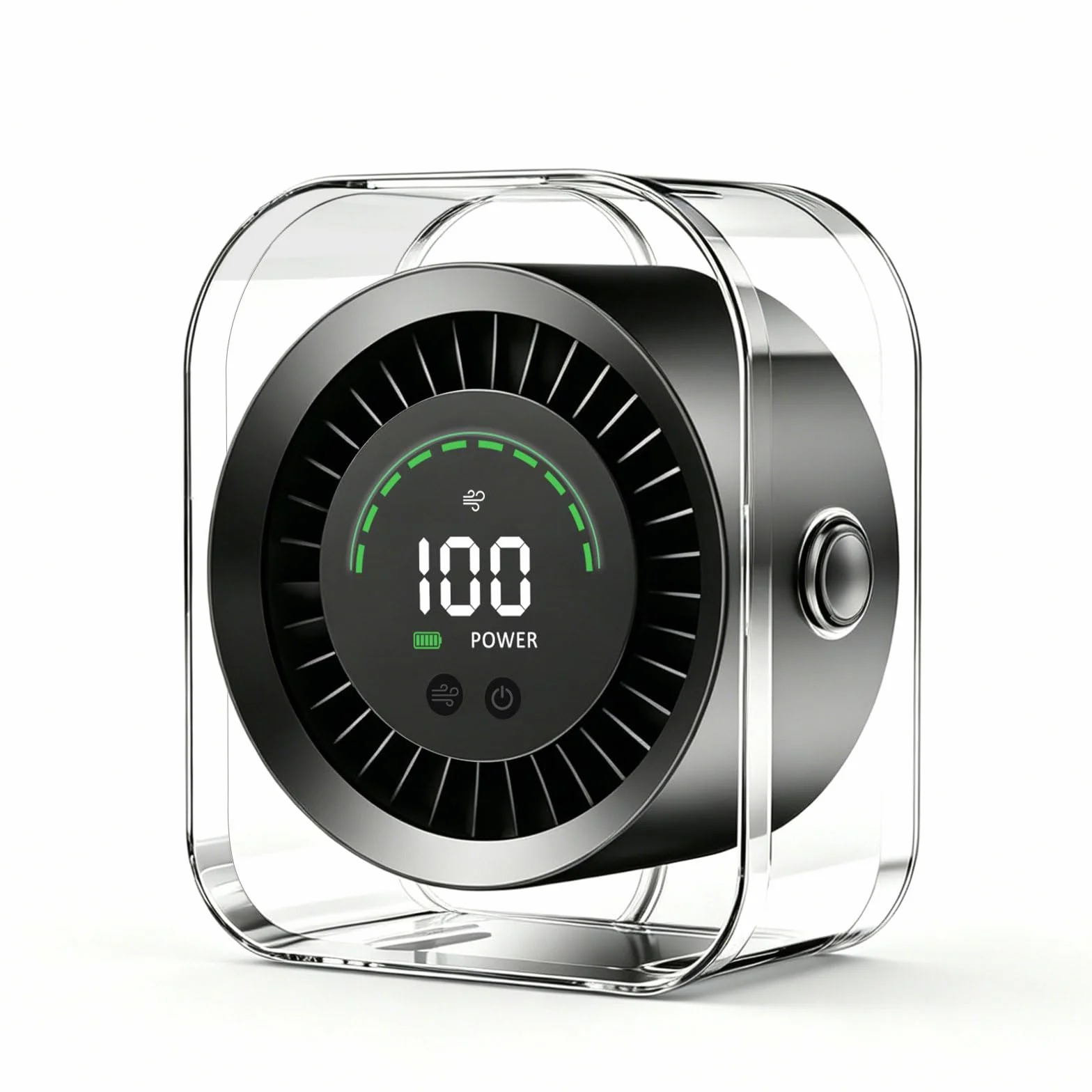 Ventilatore da Tavolo Silenzioso, Ventilatore Scrivania 4000mAh con Regolazione Continuo 1-100, Display LED e Rotazione 360°, Autonomia 17 Ore per Concentrazione Totale in Ufficio, Lavoro e Studio
