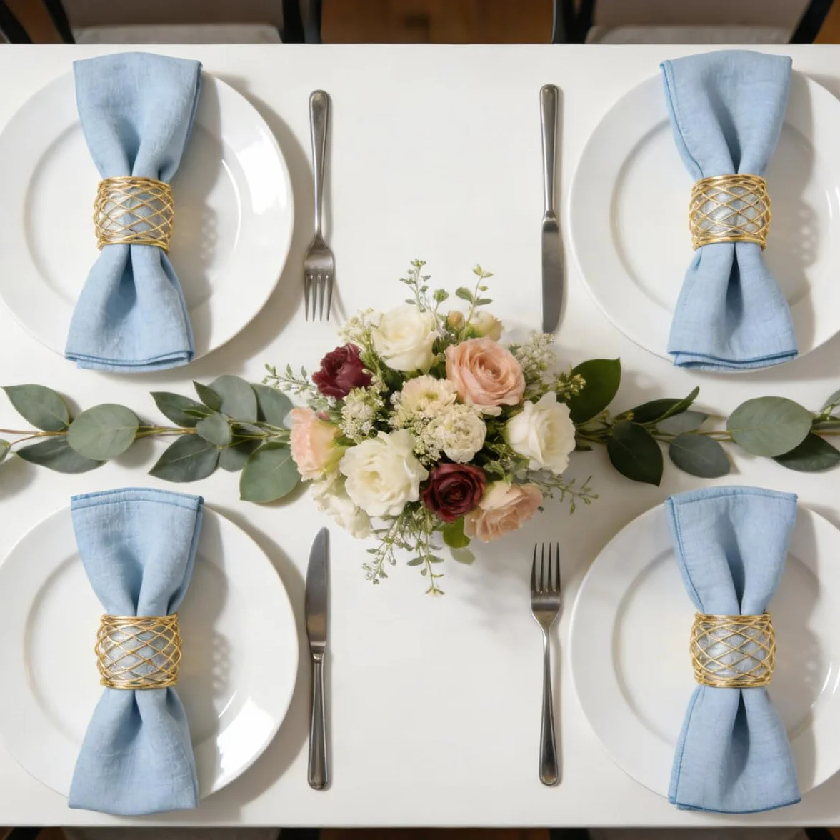 Portatovaglioli 12pcs Anelli di tovagliolo di Metallo Dorato, Anello da Tavolo 4.3 * 5.2 cm, per Matrimonio Banchetto Cena Decorazione da Tavola per Feste d'Oro (12 Pezzi)