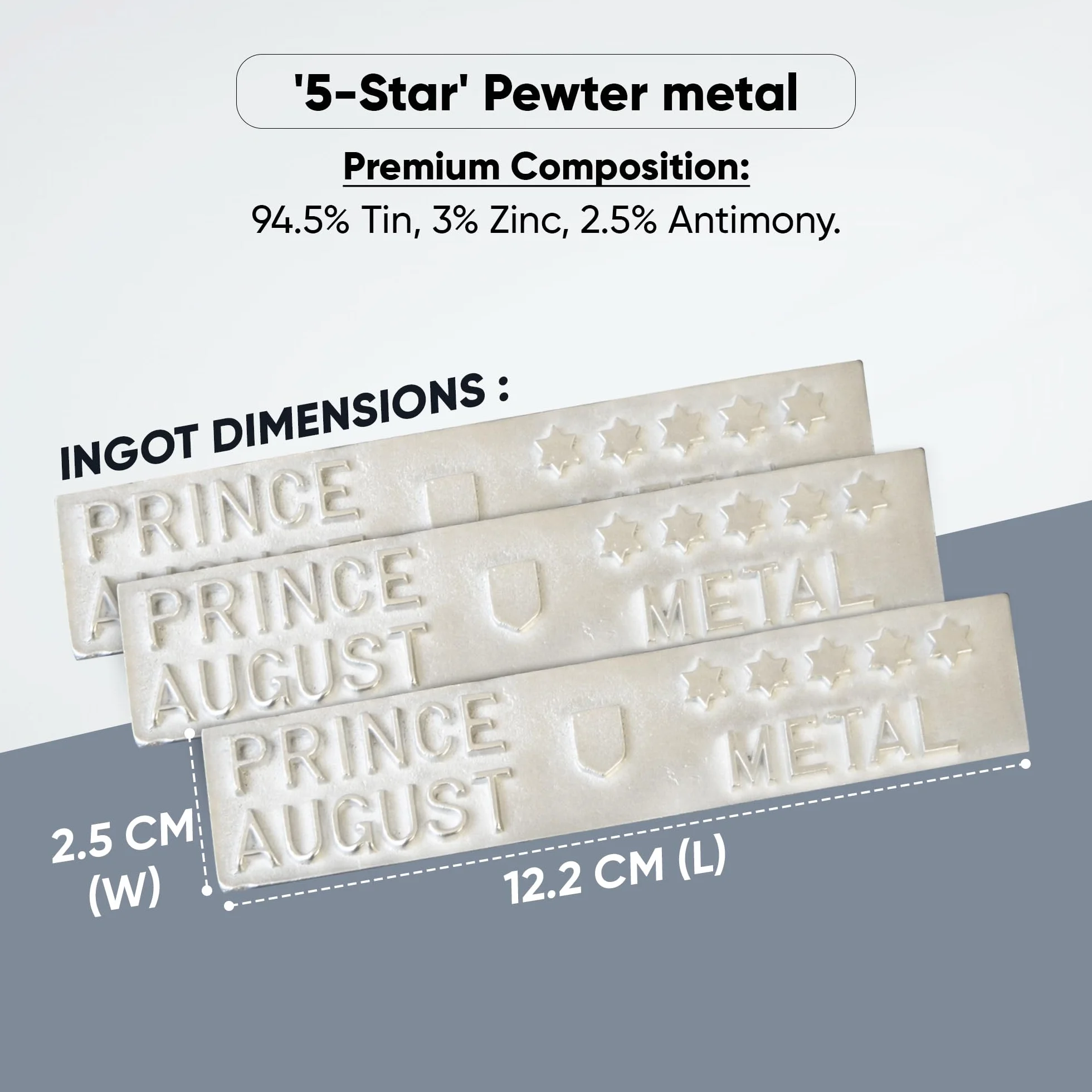 Prince August Lingotti in peltro a 5 stelle 800 g per fusione miniature gioielli