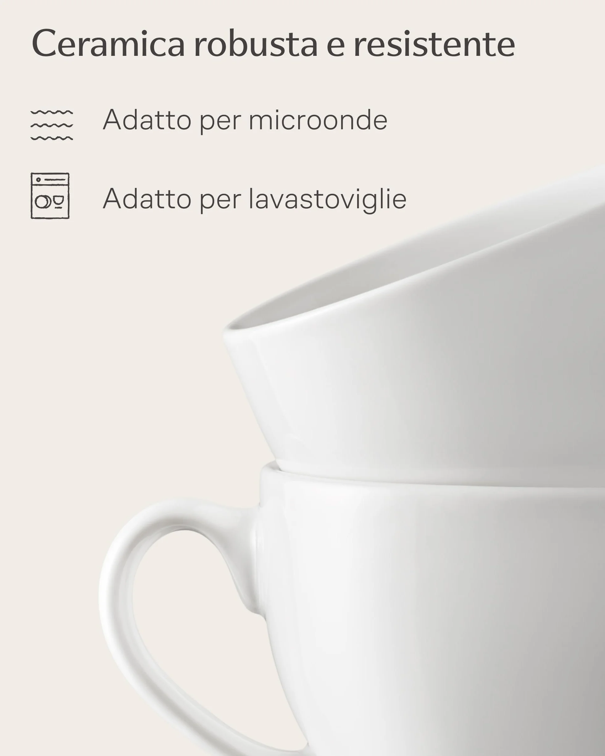 Tazzine Caffè 6 Pezzi in Ceramica Bianche con Piattini - Tazze Cappuccino Lavabili in Lavastoviglie - Set Regalo 180 ml