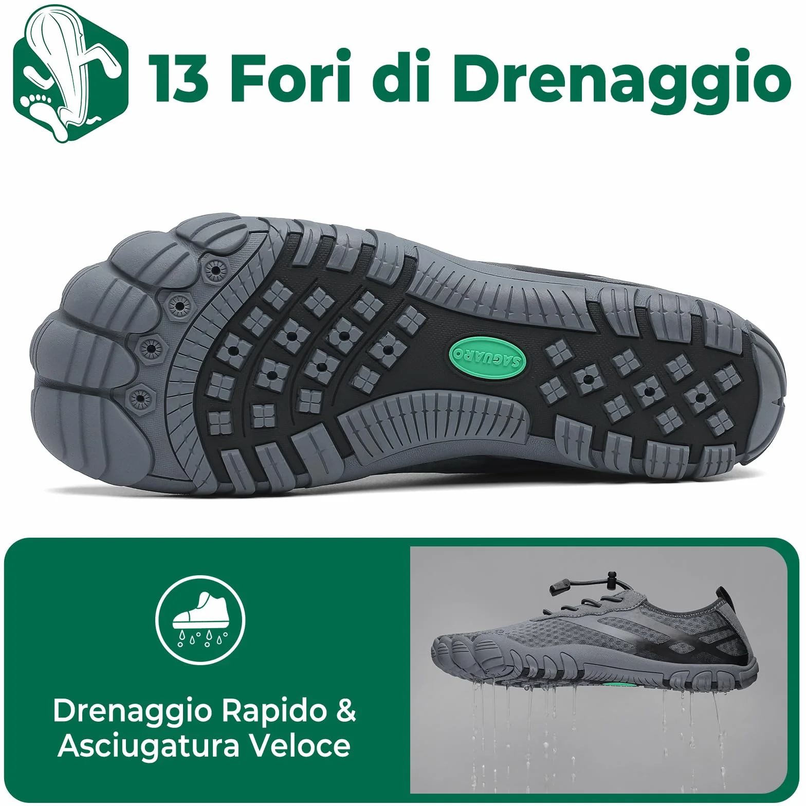 SAGUARO Scarpe da Scoglio Asciugatura Rapida Scarpette da Mare Acqua Immersione 36-48