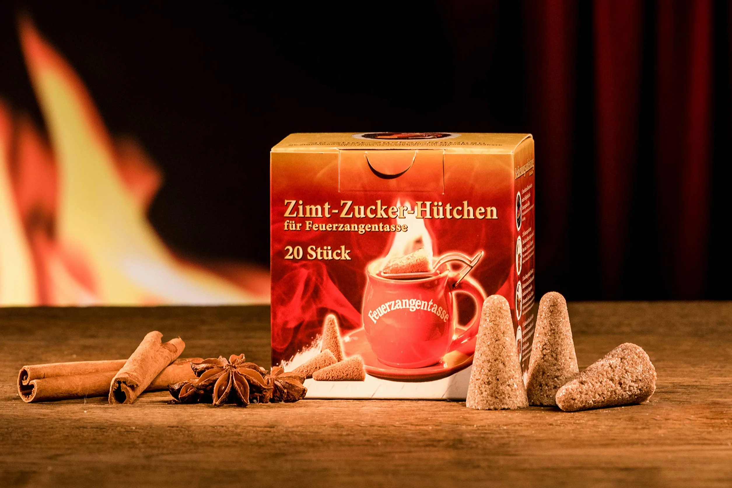 Set di 4 tazze Feuerzange con rum 100 ml e coni zucchero cannella 20 pezzi per Feuerzangenbowle