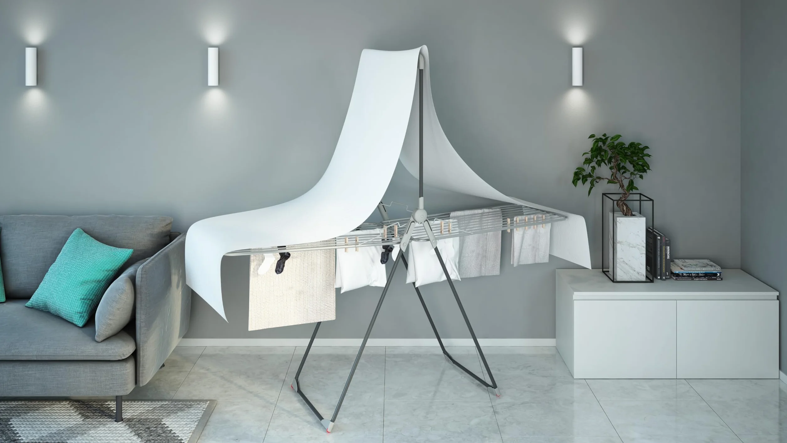 Colombo Stendibiancheria Titano con Barra Portabiti Pieghevole a 2 Livelli Acciaio Alluminio Antiruggine Capacità 15kg 30m Made in Italy