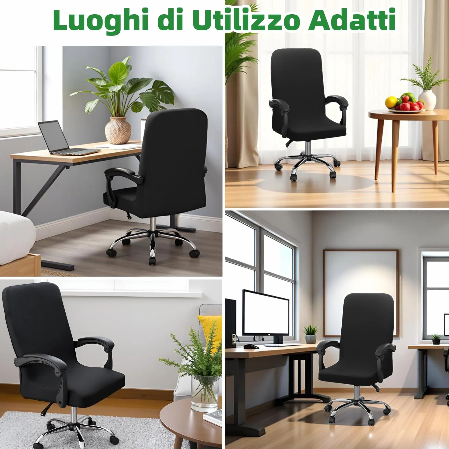 Coprisedia Ufficio Universale Lavabile con Cerniera, Nero M