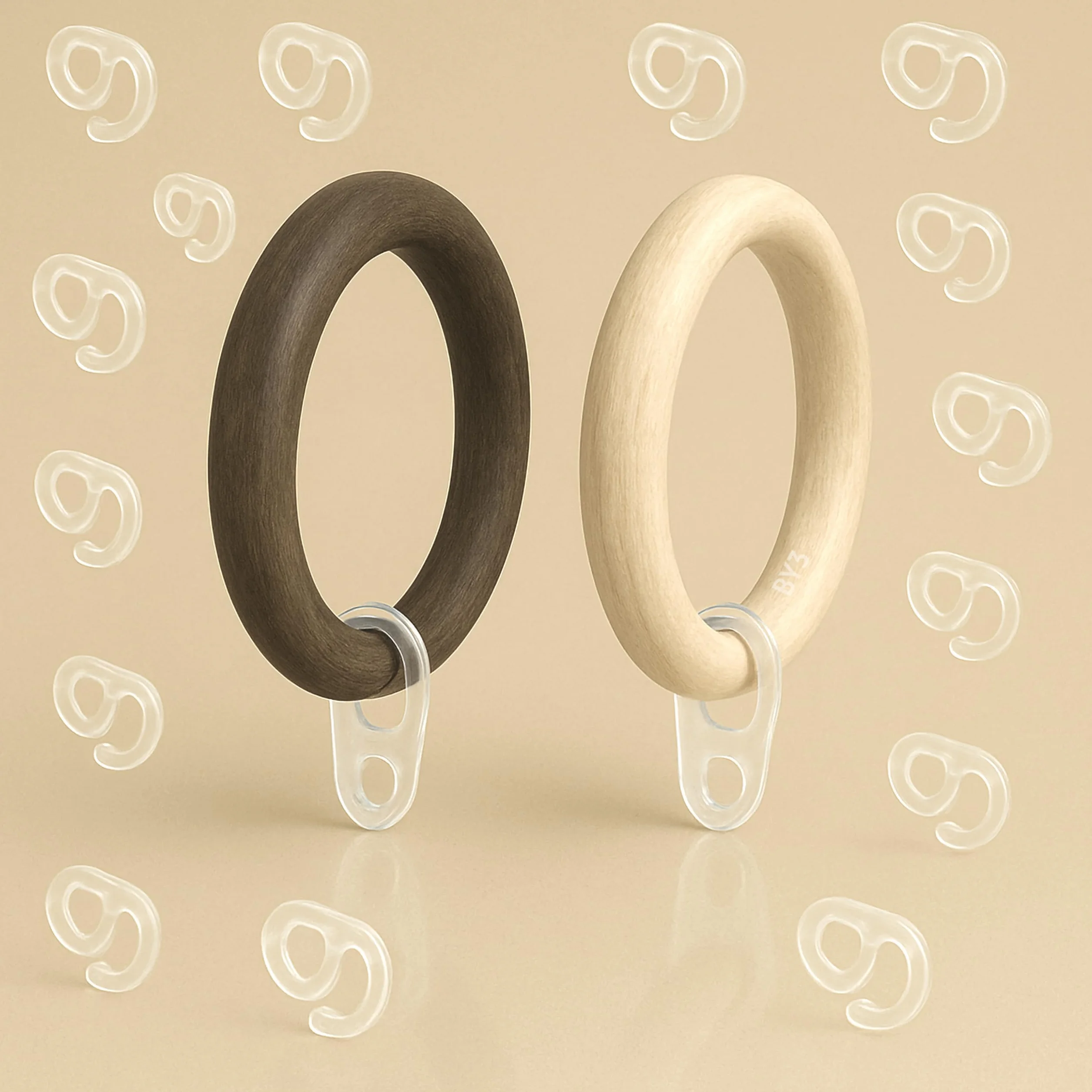 Occhielli trasparenti per bastoni tende Ganci in Plastica 11mm 55pz