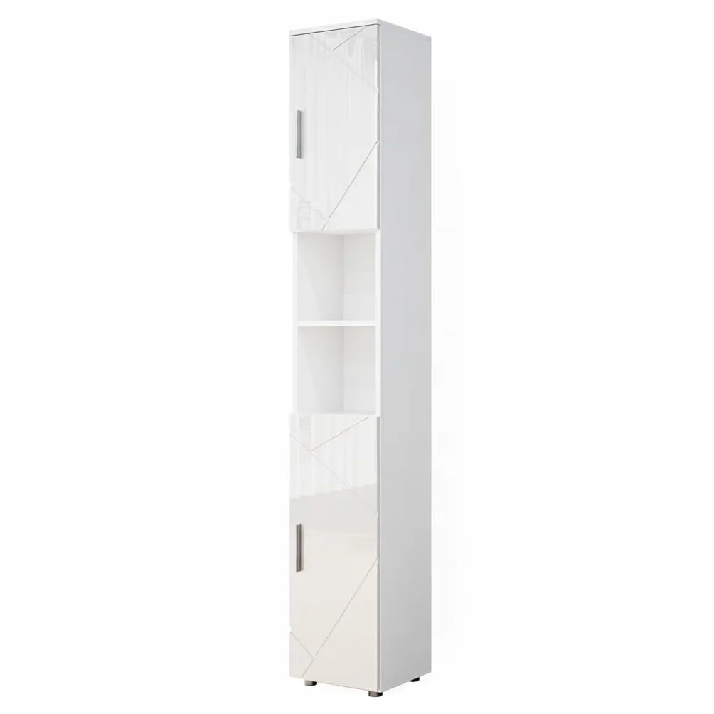 Vicco Mobile bagno alto Irma, Bianco lucido, 30 x 192 cm, per la conservazione di accessori da bagno e compatibile con la serie Irma