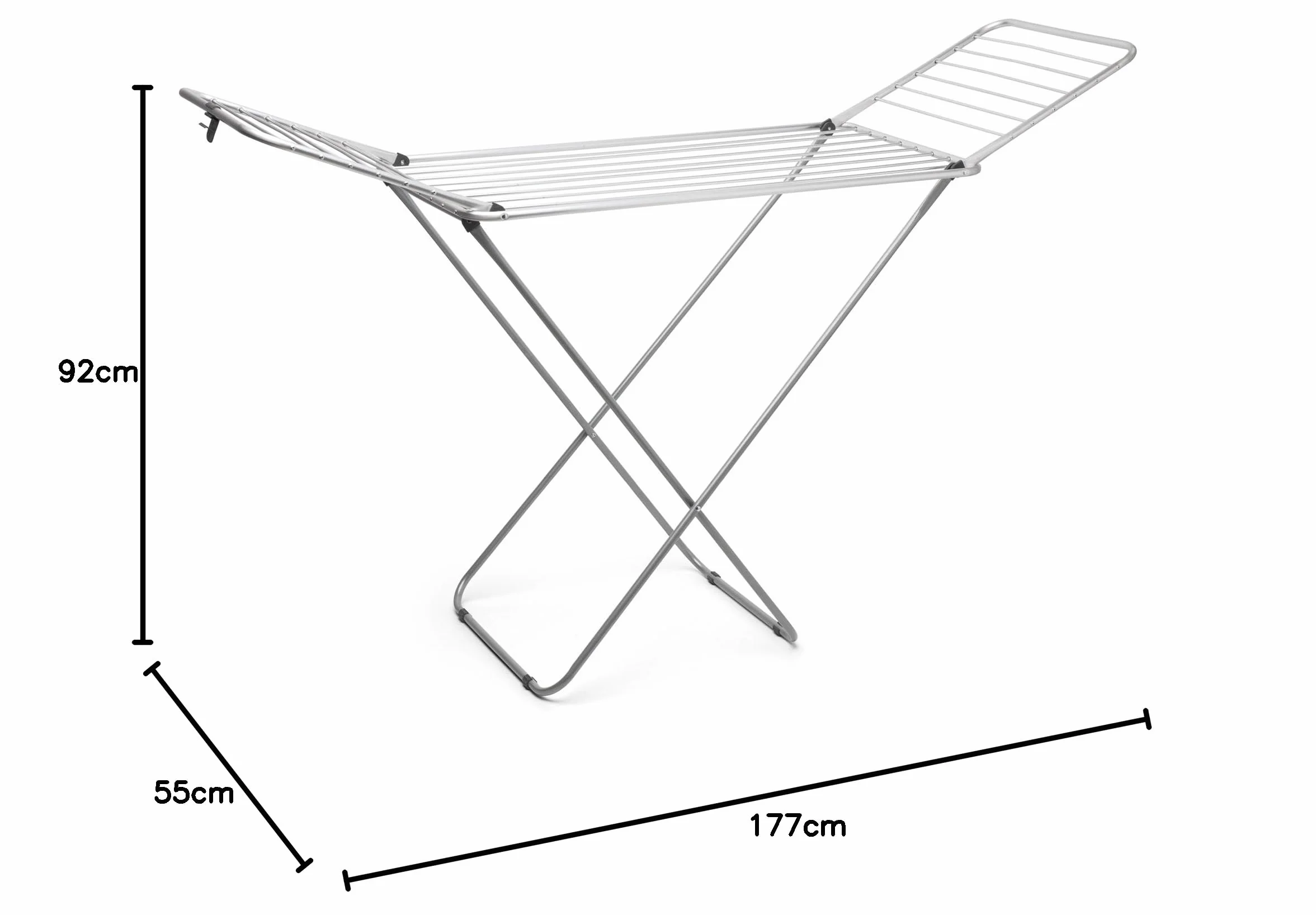 Rayen | Stendibiancheria in alluminio | Con una superficie di 20 metri | Sistema Wing Block | Stendibiancheria antiscivolo e pieghevole con aste XXL | Per interno ed esterno | 177 x