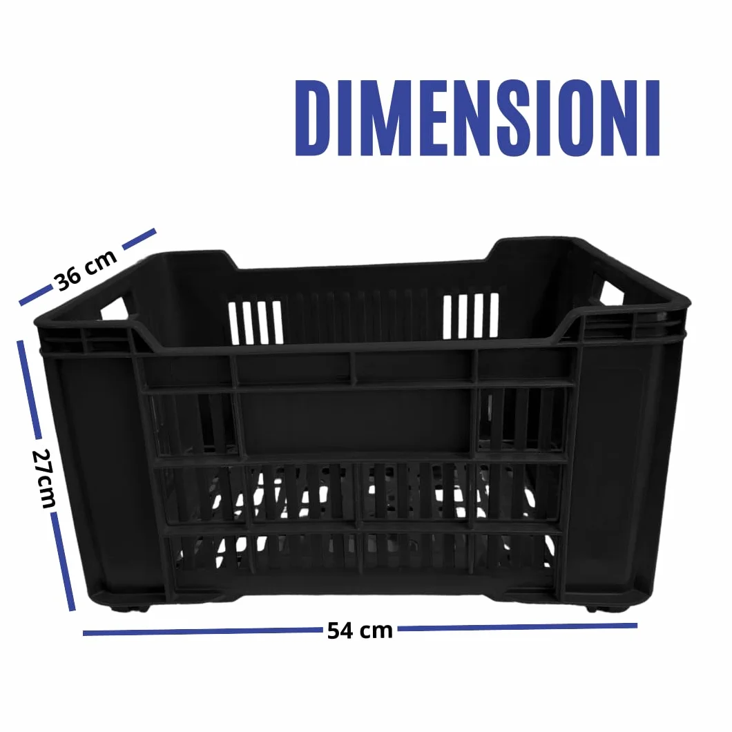 Generico Cassetta Agricola Ortofrutta Salvaspazio HDPE Polietilene , cassetta ortofrutta , cesta impilabile per raccolta frutta e verdura, 25 kg, Cassetta per l'agricoltura, Fondo Forato