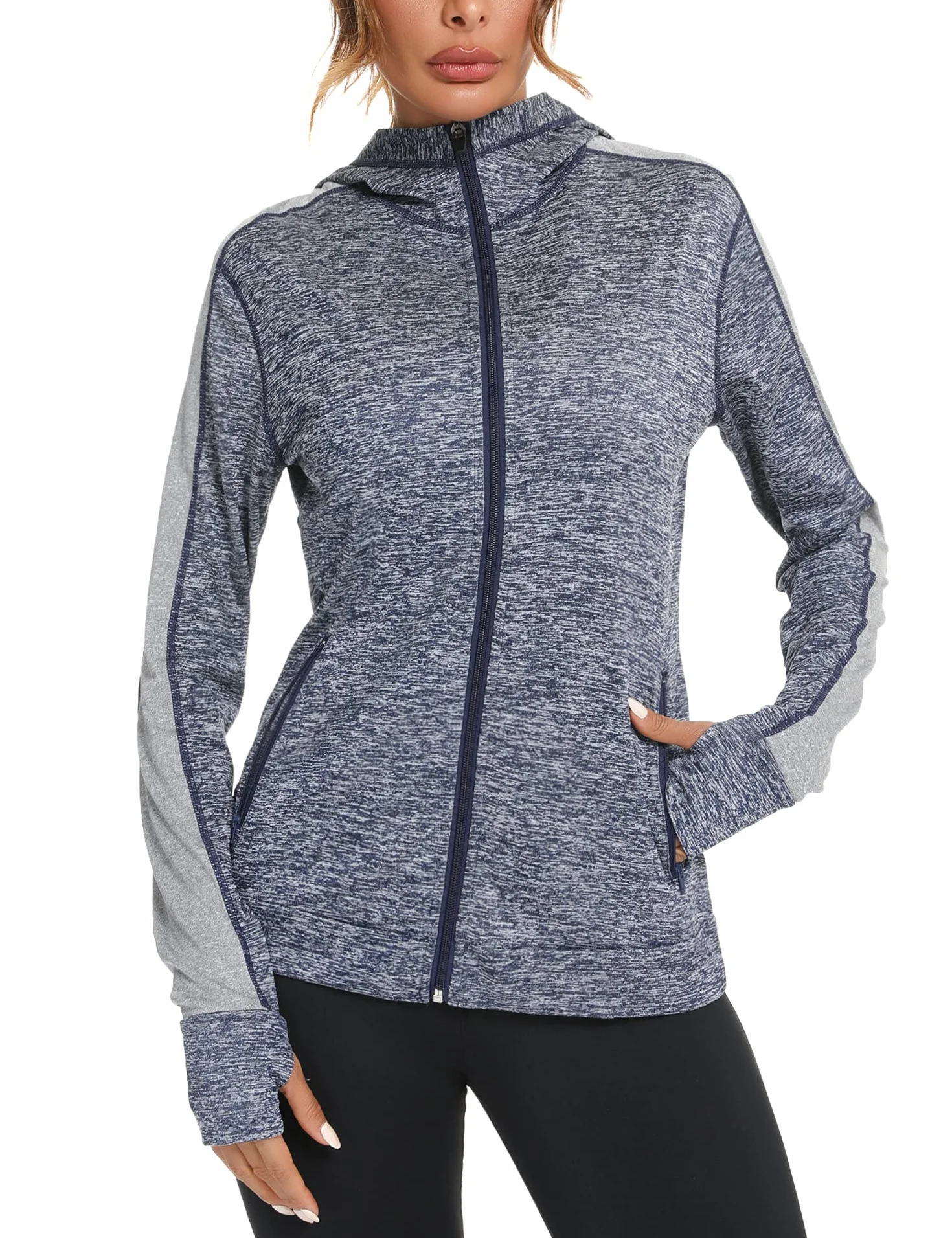 Felpe Donna con Cappuccio e Zip Leggero Traspirante Giacca Sportiva Slim Fit ad Asciugatura Rapida per Fitness Jogging Yoga