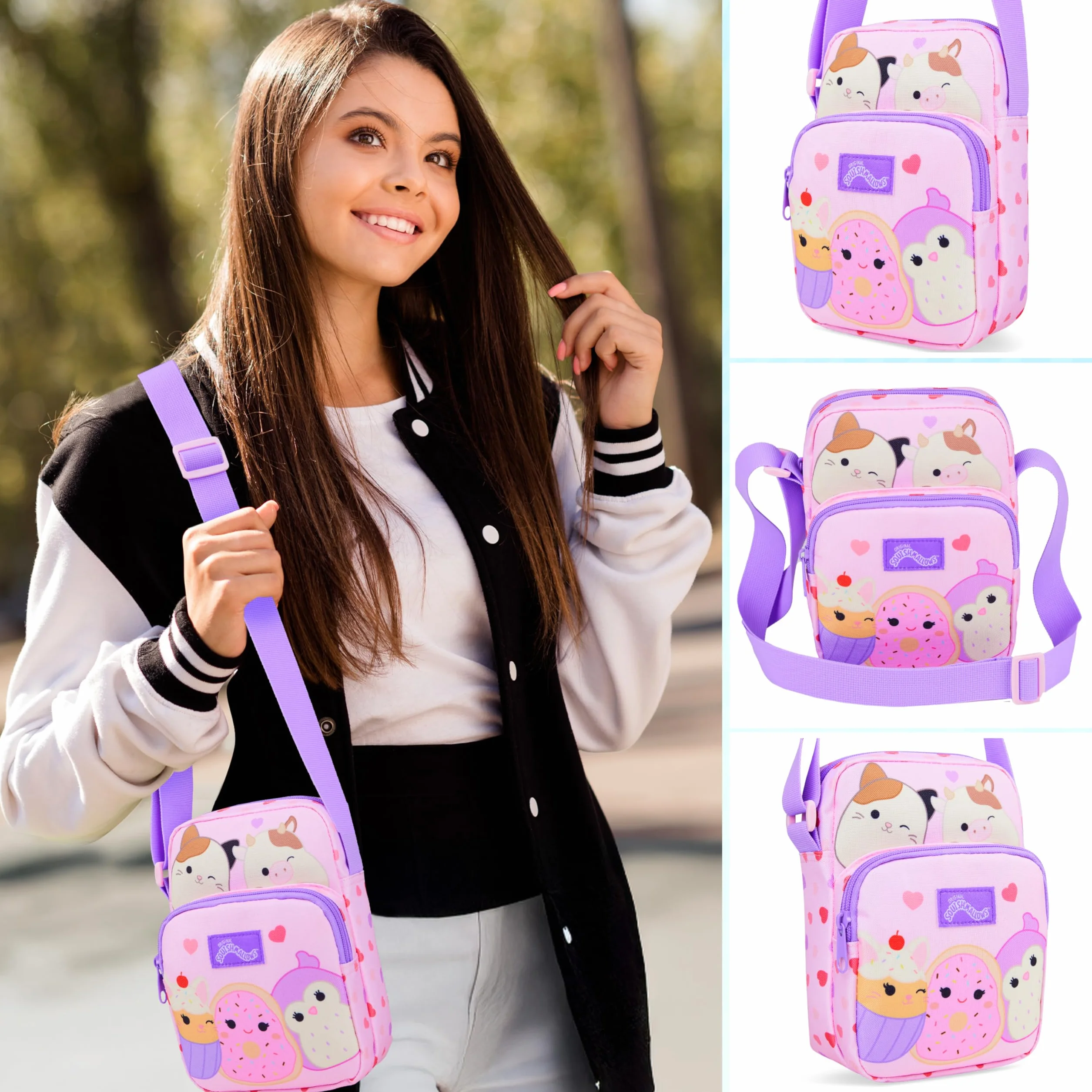Squishmallows Borsetta Tracolla Bambina Adolescenti Cam the Cat Borsa Ragazza Carina per Telefono Soldi Viaggi Idee Regalo