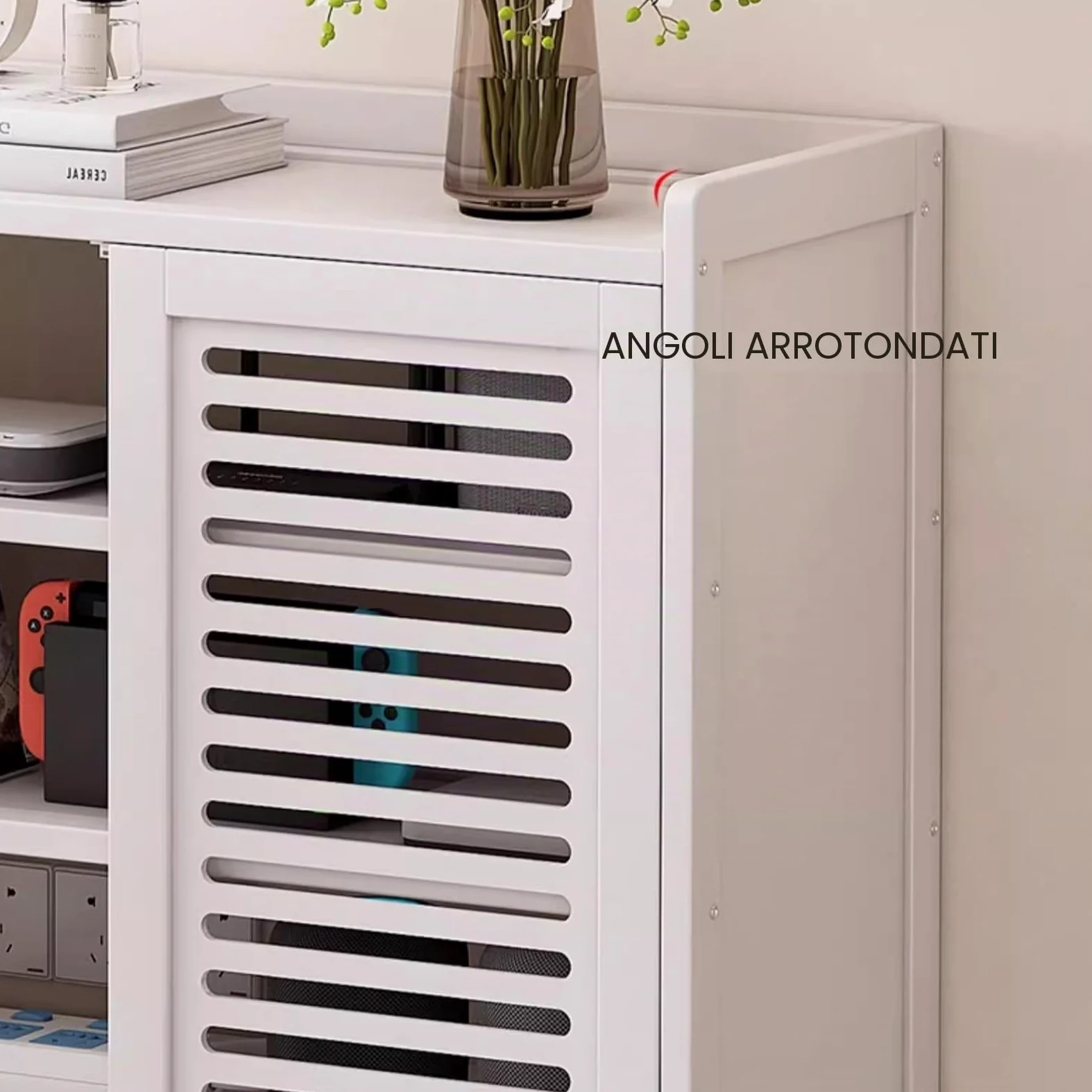 Mobilettos Nascondi Router Materiale di Bambù Addensato Design | Cavo Archiviazione Multipla Armadio per Router in Legno per La Decorazione Della Parete(Brown,59*25*97cm)