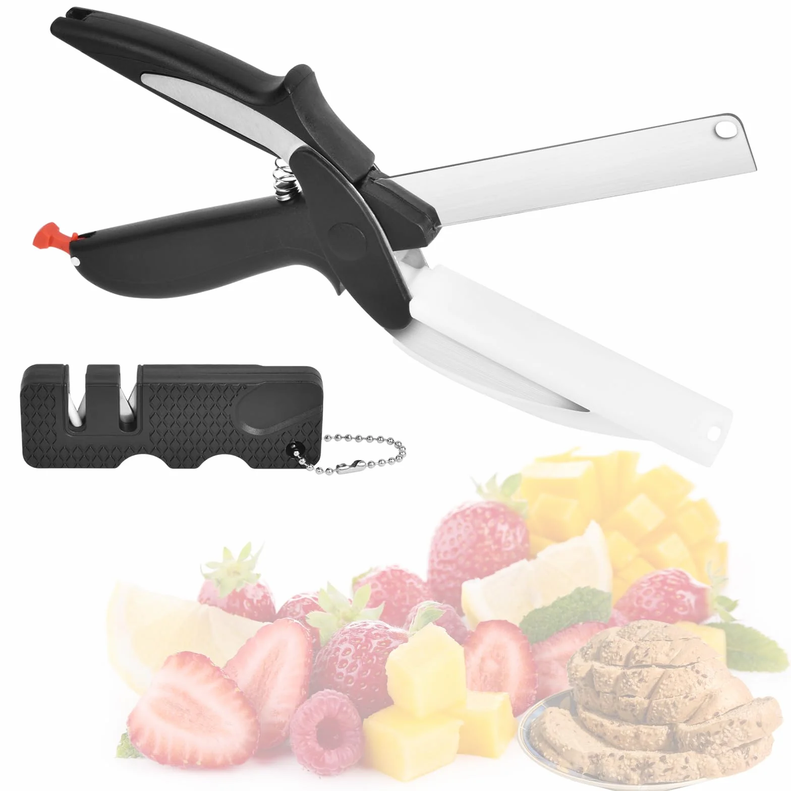 Vicloon forbici in acciaio inox antiscivolo per frutta, verdura e spezie con pietra affilatura