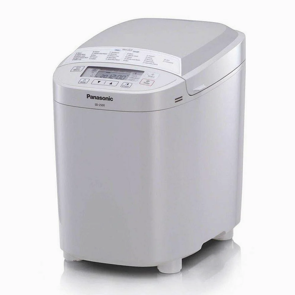 Panasonic SD-2500WXE Macchina per il Pane, 10 Impasti, modalità Senza Glutine, Marmellata e Composte, 3 Dimensioni di Pane, Design Compatto e Lineare, 150 W, 60 Decibel, Bianco