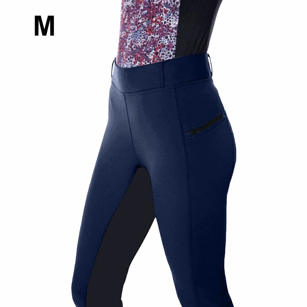 Pantaloni da Equitazione Resistenti agli Strappi Cuciture Fini Poliestere Blu Scuro M