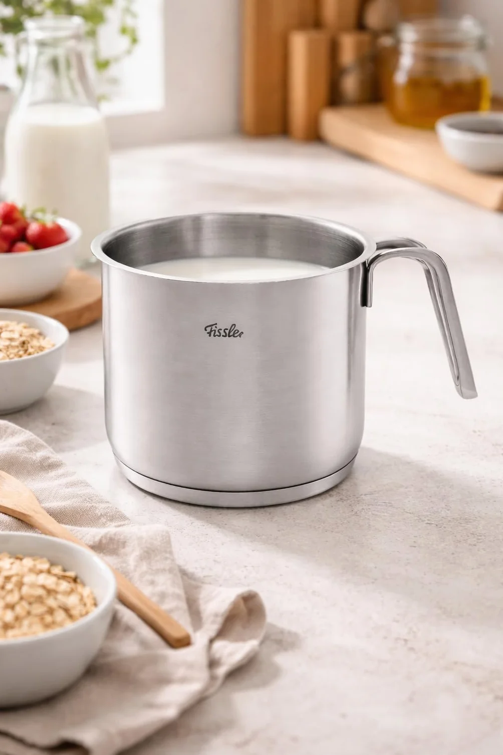 Fissler Sveto Pentolino da latte in acciaio inox 1.5 L, 14 cm, piccola pentola senza rivestimento, adatta alla cottura su fornelli a gas e a induzione