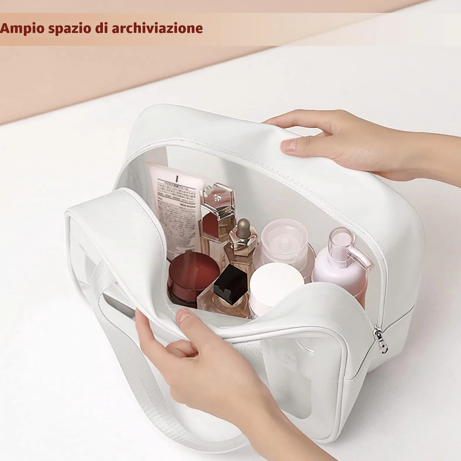 Borsa da Toilette Grande per Donne e Uomini, Wash Bag da Viaggio con Maniglia per il Trasporto, Borsa da Doccia Portatile