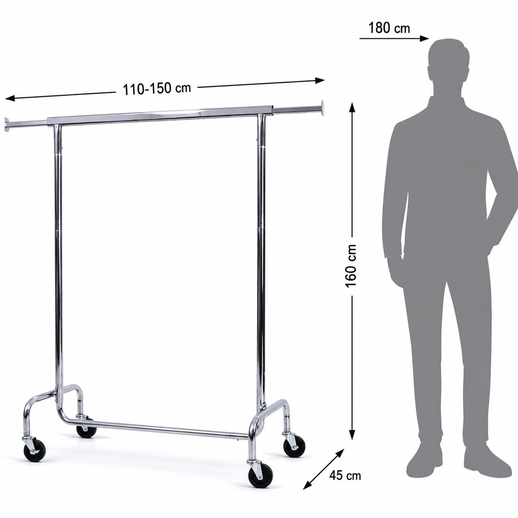Tatkraft Didrik - Robusto Stand Appendiabiti su Ruote, Portata Fino a 130 kg, Realizzato in Acciaio Cromato