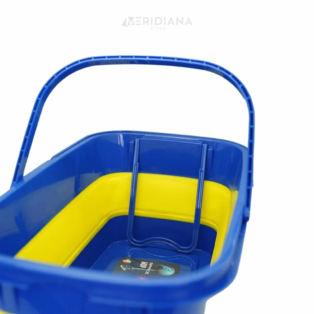 Meridiana - Secchio Pieghevole rettangolare 15 Litri in Silicone - Secchiello Richiudibile 15l per Pulizie Bucato Campeggio Pesca - Secchio Portatile Acqua -GRIGIO VERDE (compatibile con SPACE MOP)