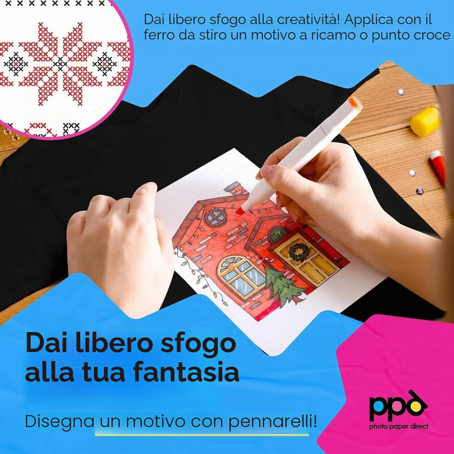 PPD A4 10 Fogli Di Carta Trasferibile Termoadesiva Professionale Inkjet - Tessuti Scuri - PPD-4-10