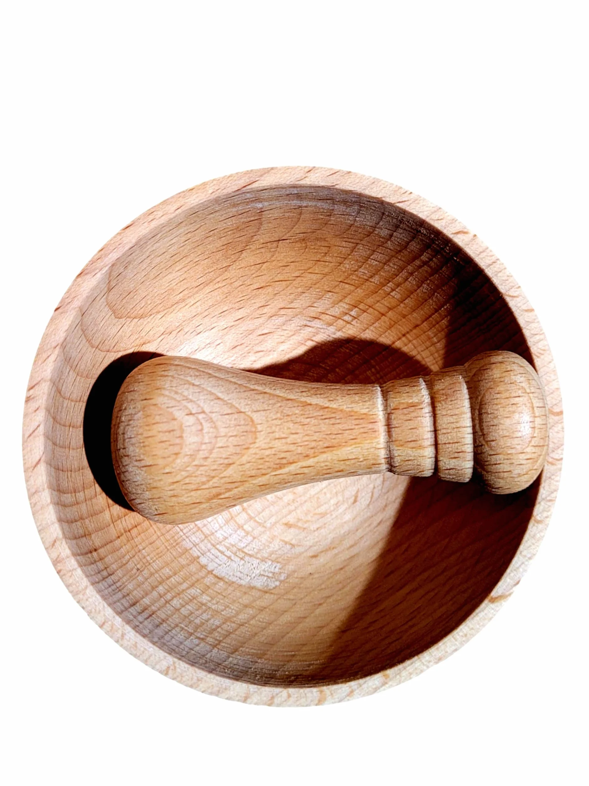 Mortaio e pestello in legno naturale per spezie ed erbe